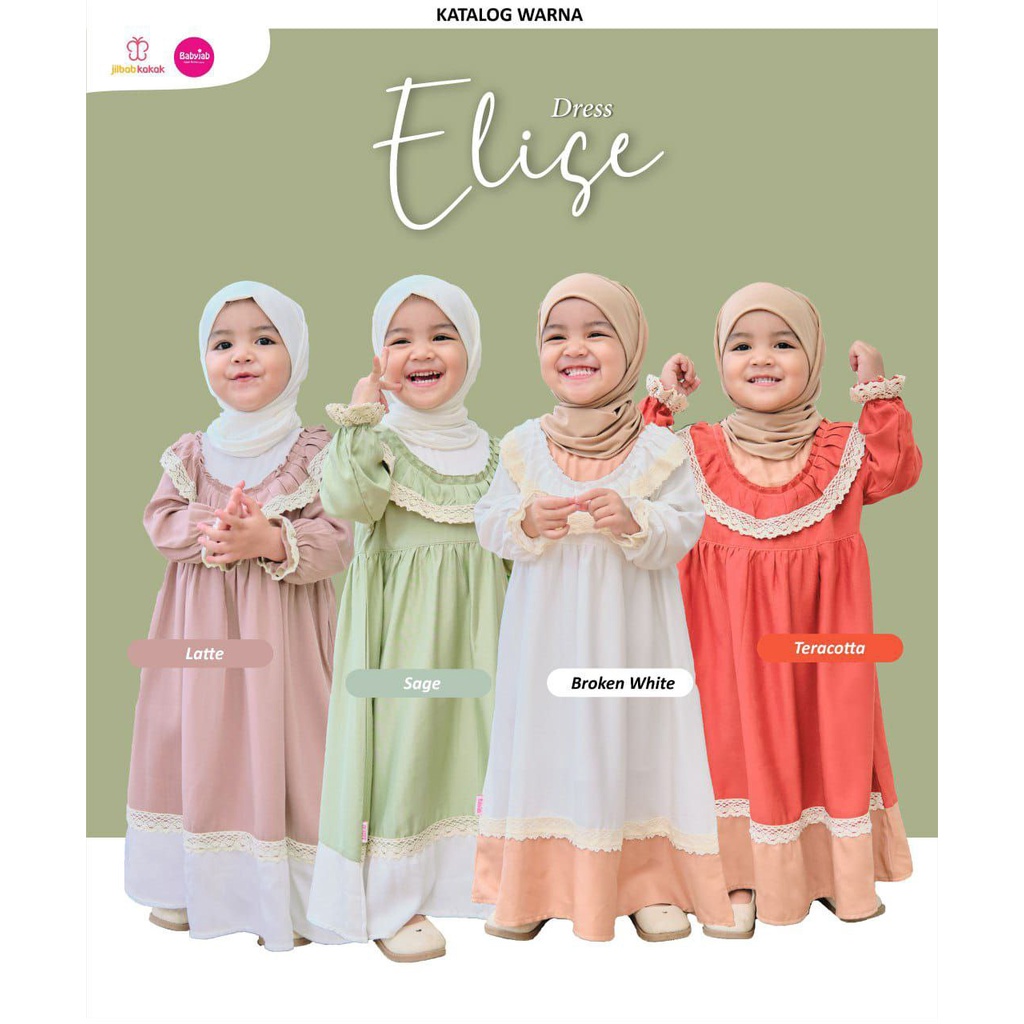 Babyjab Elise Dress Anak Perempuan - Baby Jab Muslimah Cewek Usia 1 2 3 4 5 6 7 8 9 10 11 12  Tahun Lucu Adem Cantik