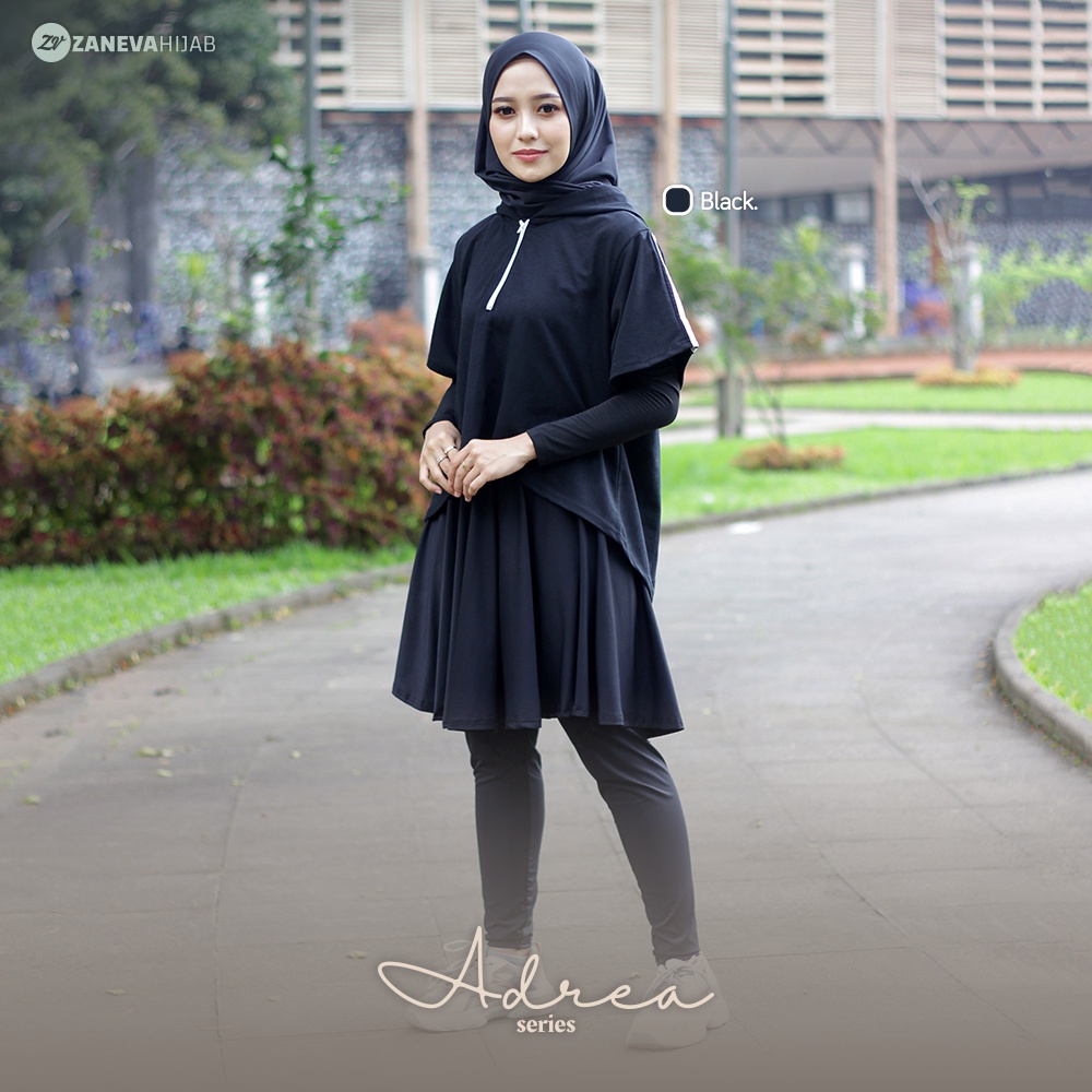 Paket Lengkap Adrea Set Legging Rok &amp; Manset &amp; Hijab By Zaneva l Outfit Olahraga Muslimah l Paket Sportwear Series