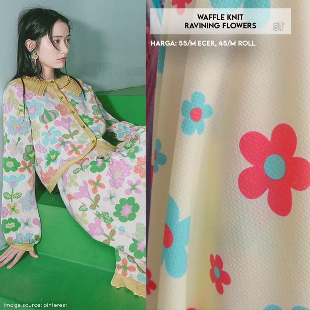 Waffle Knit Ravining Flowers