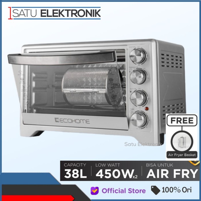 Oven Ecohome Eop888 Oven 38L + Free Air Fryer Basket Eop 888
