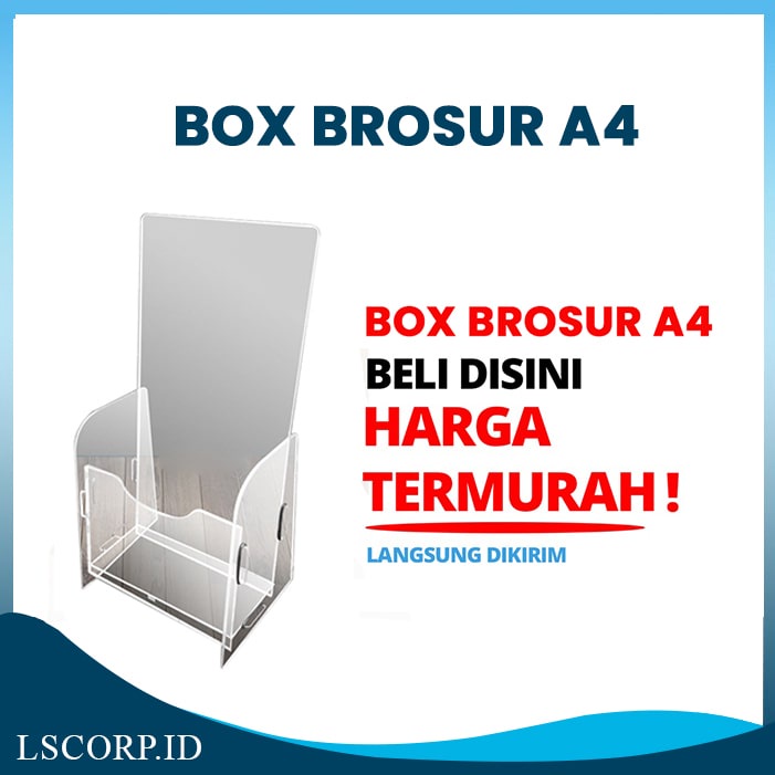 Box Brosur Akrilik A4 2mm Rak / Tempat Brosur Meja Acrylic A4 Tent Brochure Acrylic Bening - Model R