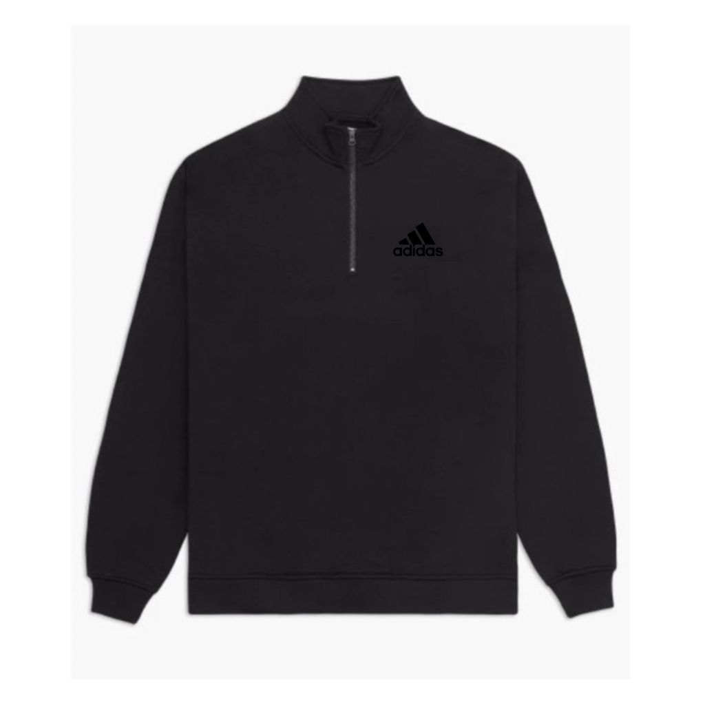 Sweater Running Adidas Basic Half Zipper Logo Beige Premium