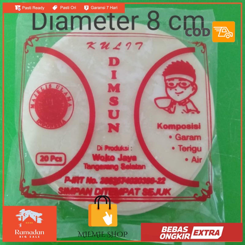 

Kulit Dinsum pangsit bulat diameter 85cm isi 20pcs Halal