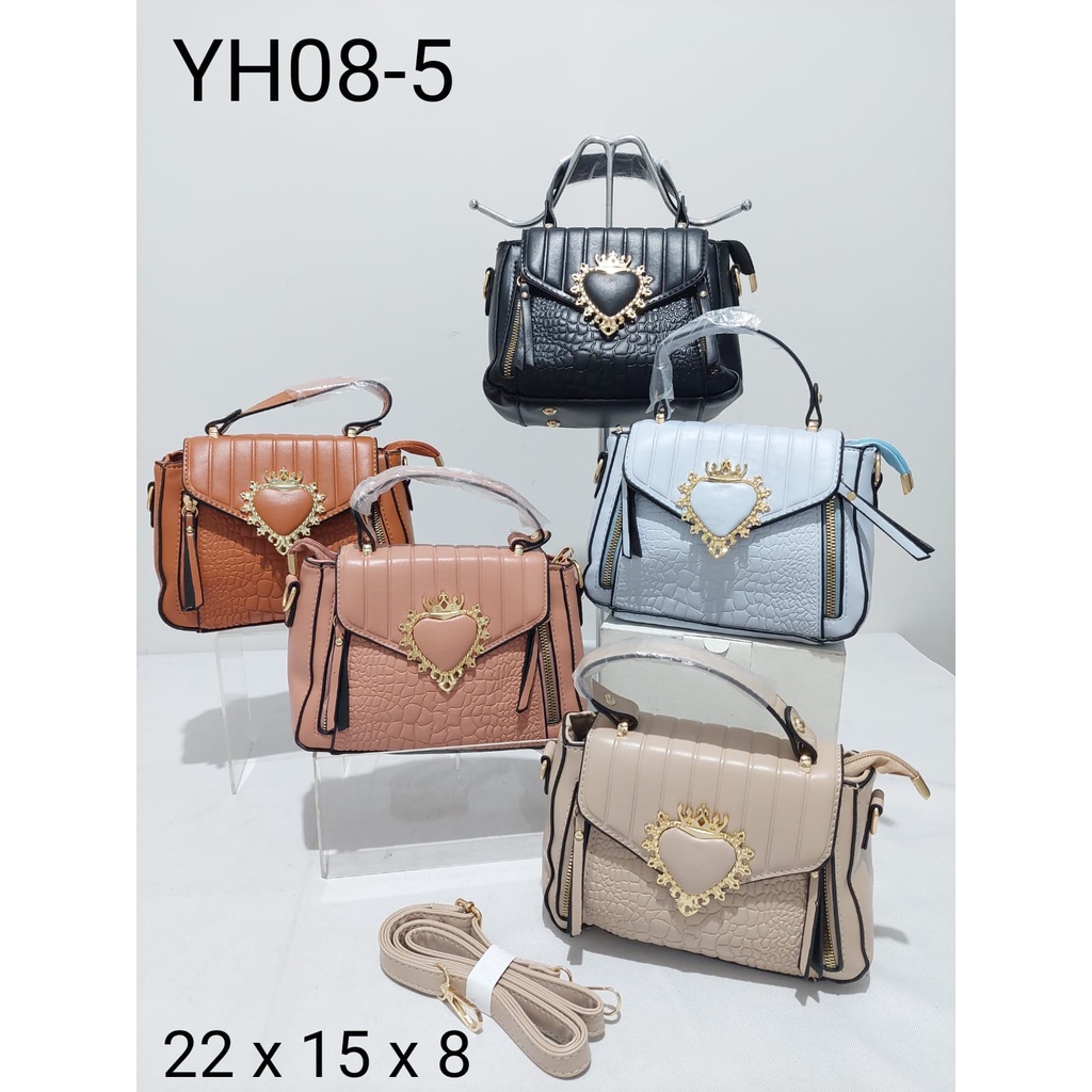 MURAH ! Tas Fashion Top Handle Bisa Selempang Wanita Unik Import YH08-5 Bahan Croco Embos