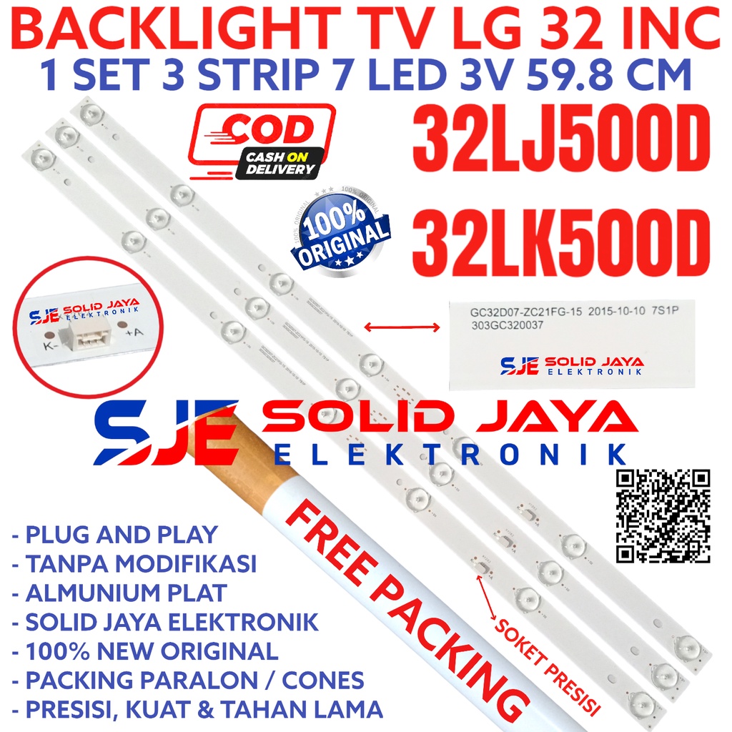 BACKLIGHT TV LED LG 32 INC 32LK500 32LJ500 32LK500D 32LJ500D D LAMPU BL 32LJ 32LK 7K 3V 7LED 7 KANCING 3 VOLT INCH IN LG 32INCH 32IN 32INC