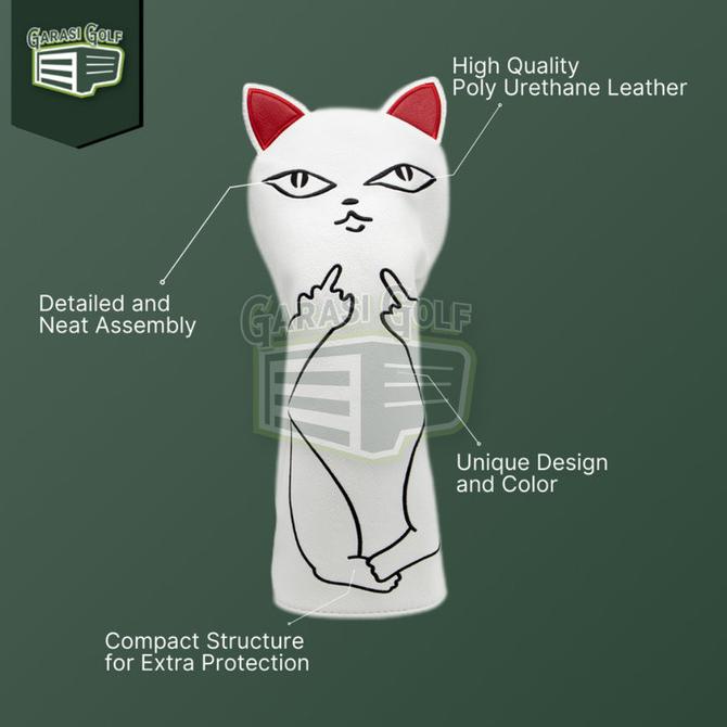 White Naughty Cat Driver Head Cover Golf - Sarung Stick Club Headcover