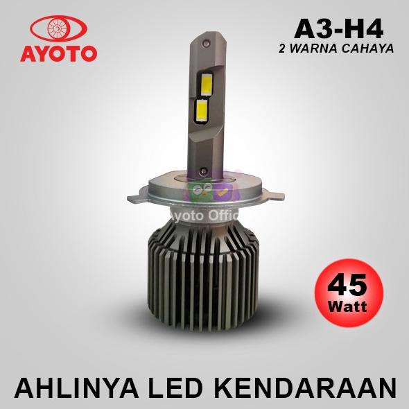 (1 pc) Lampu LED Mobil AYOTO A2-H4 PNP 45 Watt 10000LM