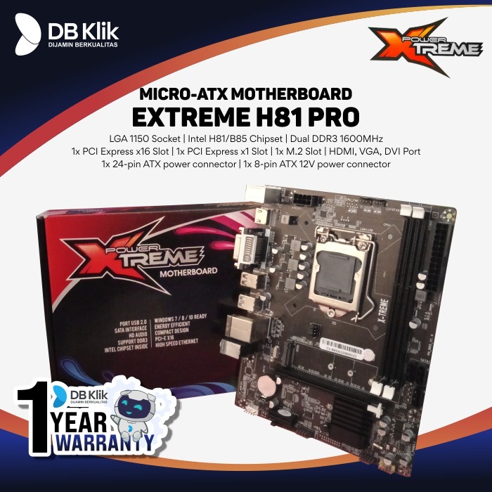 Motherboard Extreme H81 PRO LGA1150 DDR3 HDMI VGA-Xtreme Intel PRO H81