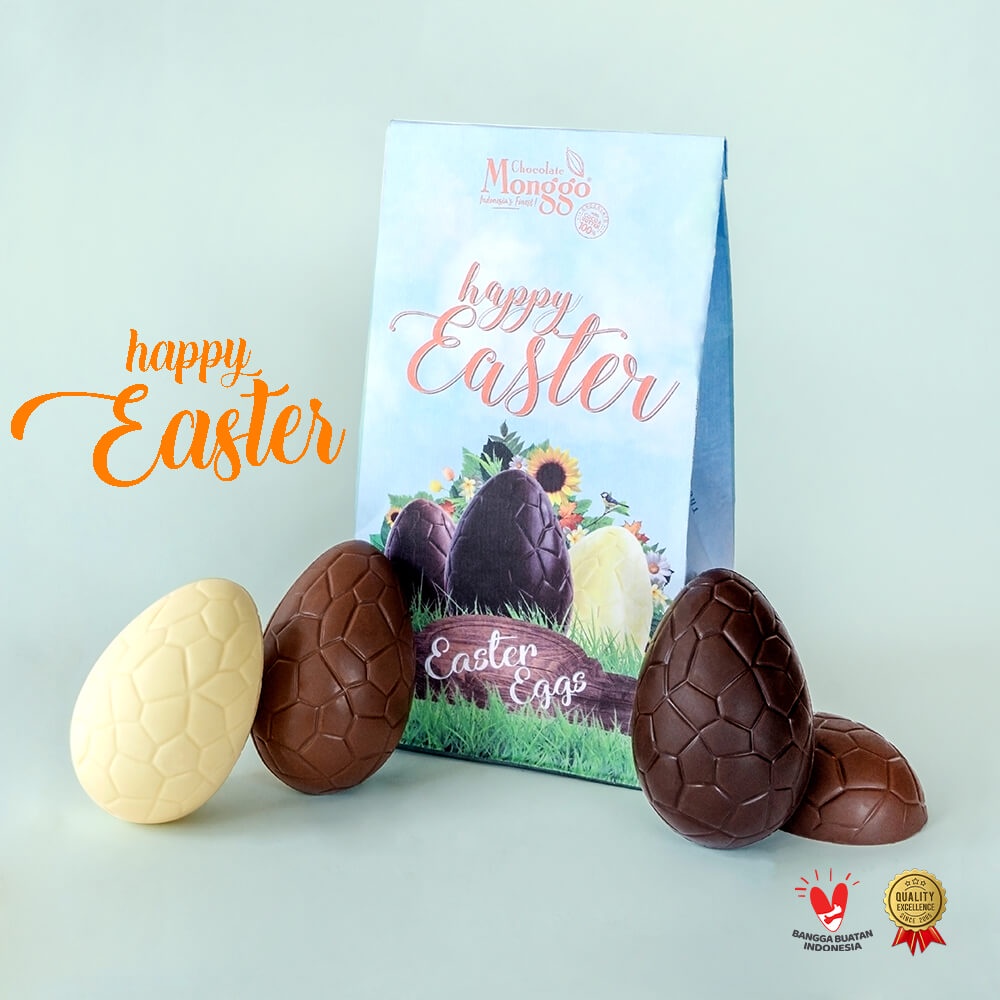 

Chocolate Monggo | Big Easter Chocolate Eggs 3x40gr | Cokelat Telur Paskah | Cari coklat Hadiah Anak