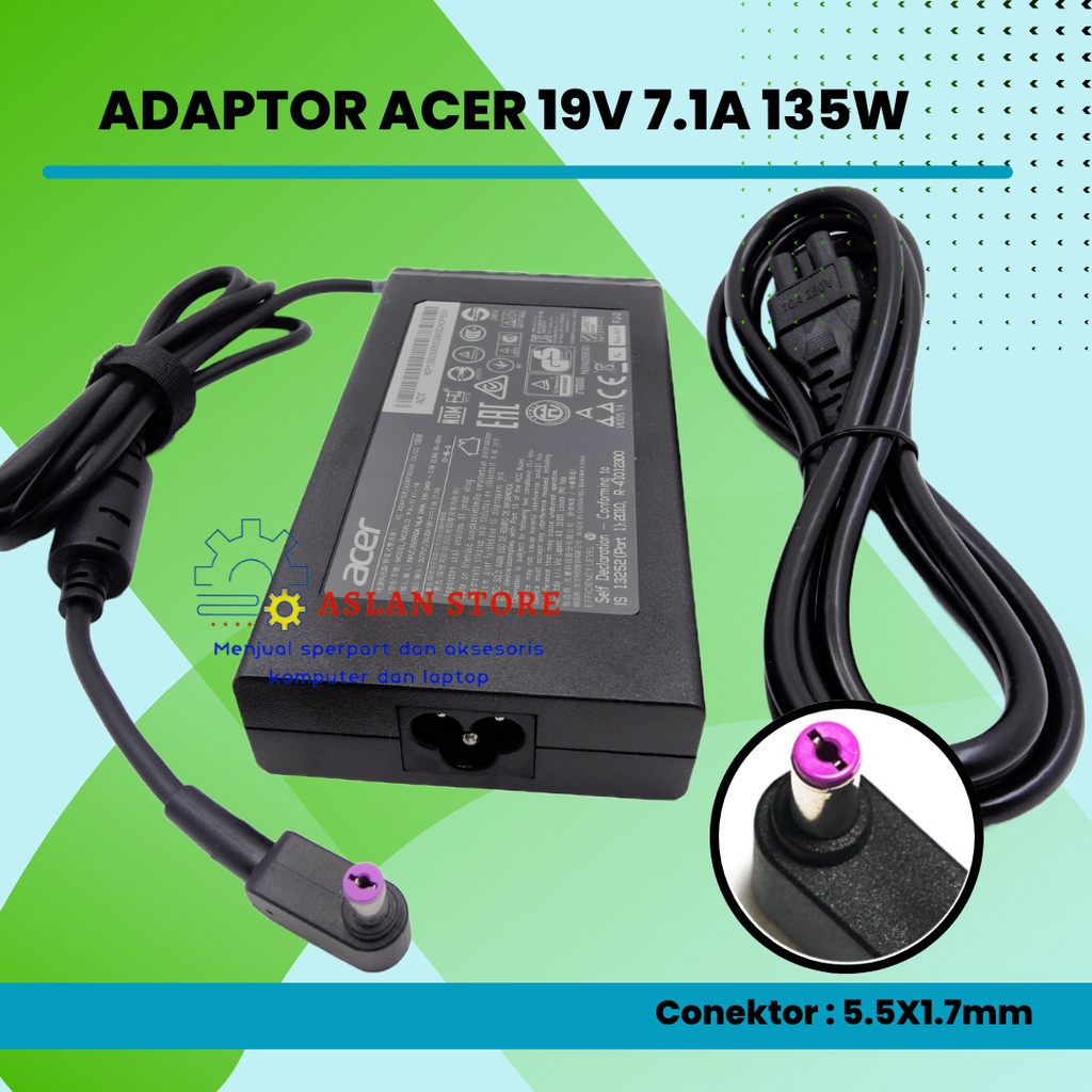 AC Adapter Adaptor Charger  19V 7.1A 135W 5.5x1.7mm Acer Aspire V17 Nitro5 ADP-135KB VX5 VN7-792G-59CL ACER ASPIRE V17 NITRO VN7-792G-78VL VN7-792G-79LX VN7-592G-7633 V5-591G-70QN