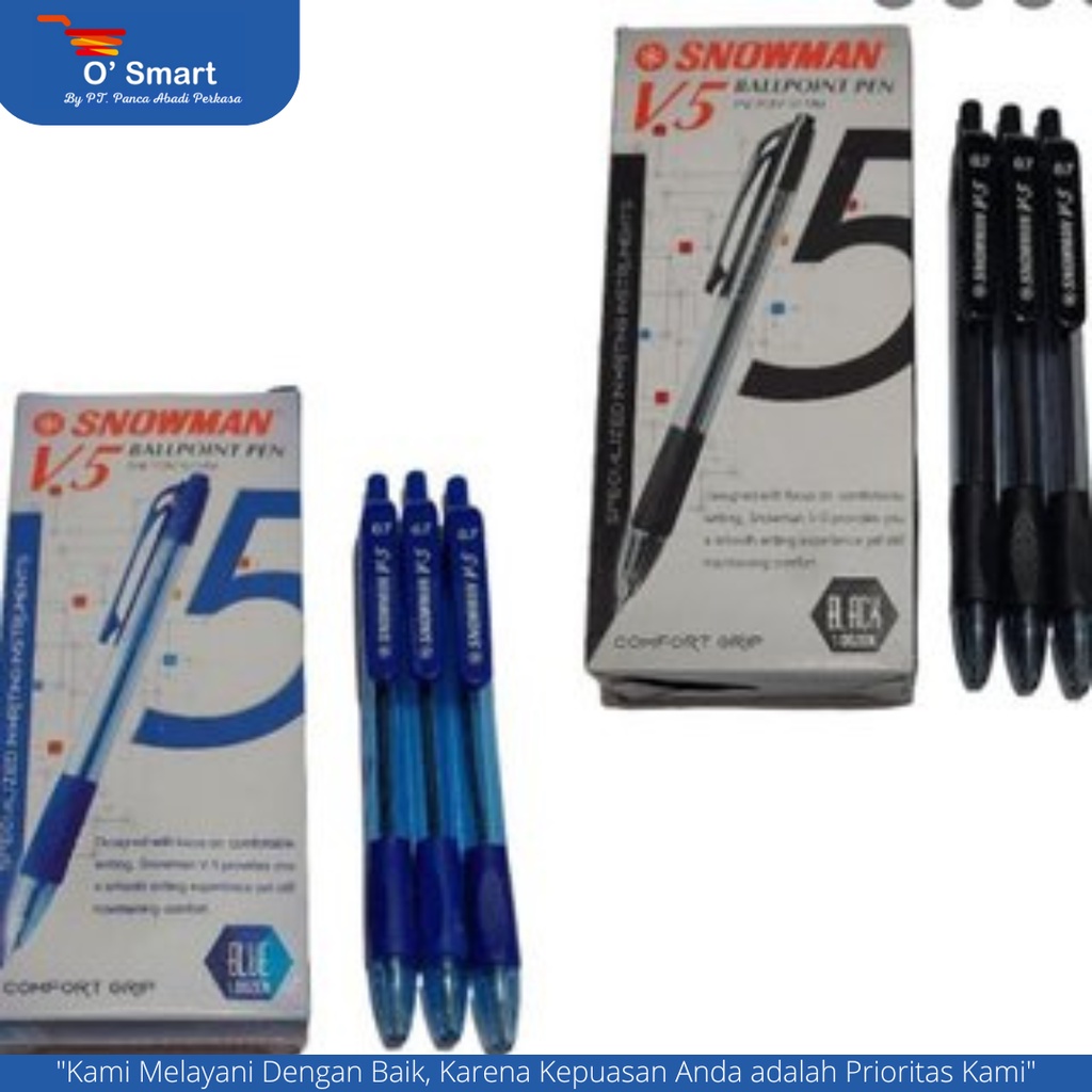 

SNOWMAN Pena Ballpoint Semi Gel V5 Hitam / Biru (Per Pcs)