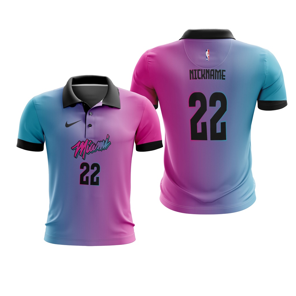 Jual Baju Kaos Tshirt Jersey Olahraga Basket Ball Miami Art 01 & 02 Polo Pria Wanita Full Printing C