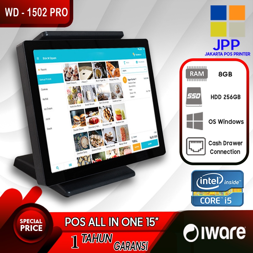 Mesin Kasir All In One Desktop POS IWARE WD-1502 PRO intel i5 Touchscreen System PC WD-1502 BASE WIN