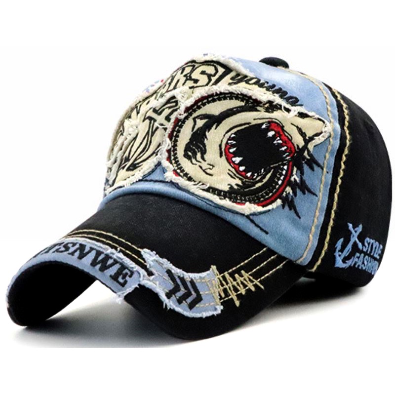 Jamont Topi Baseball Cap Motif Bordir Shark - G139 - Blue