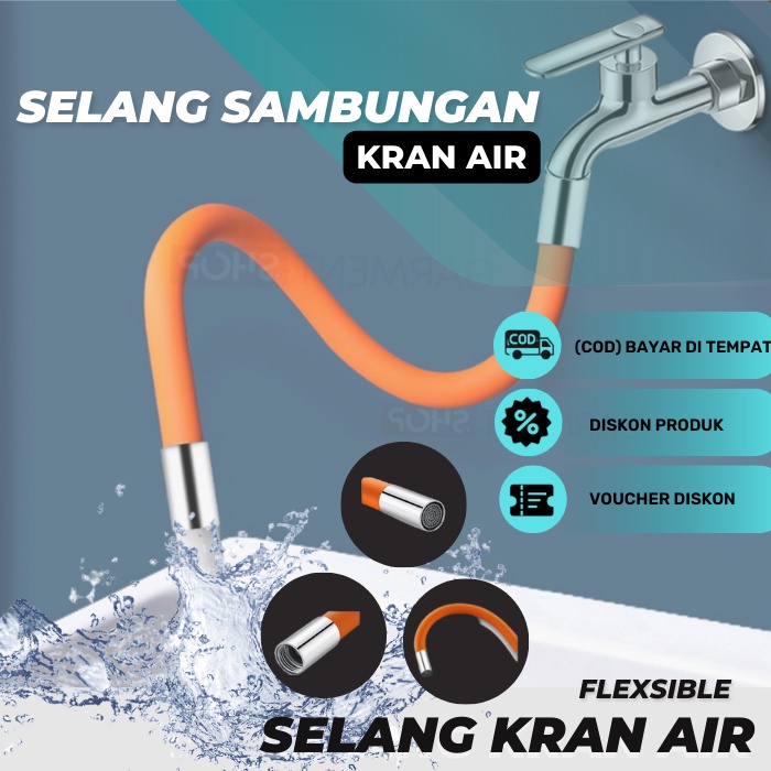 Selang Air Fleksibel 20 CM 360 Derajat Sambungan Selang Kran Air Elastis 20 CM Faucet Extender Kitchen Sink C01