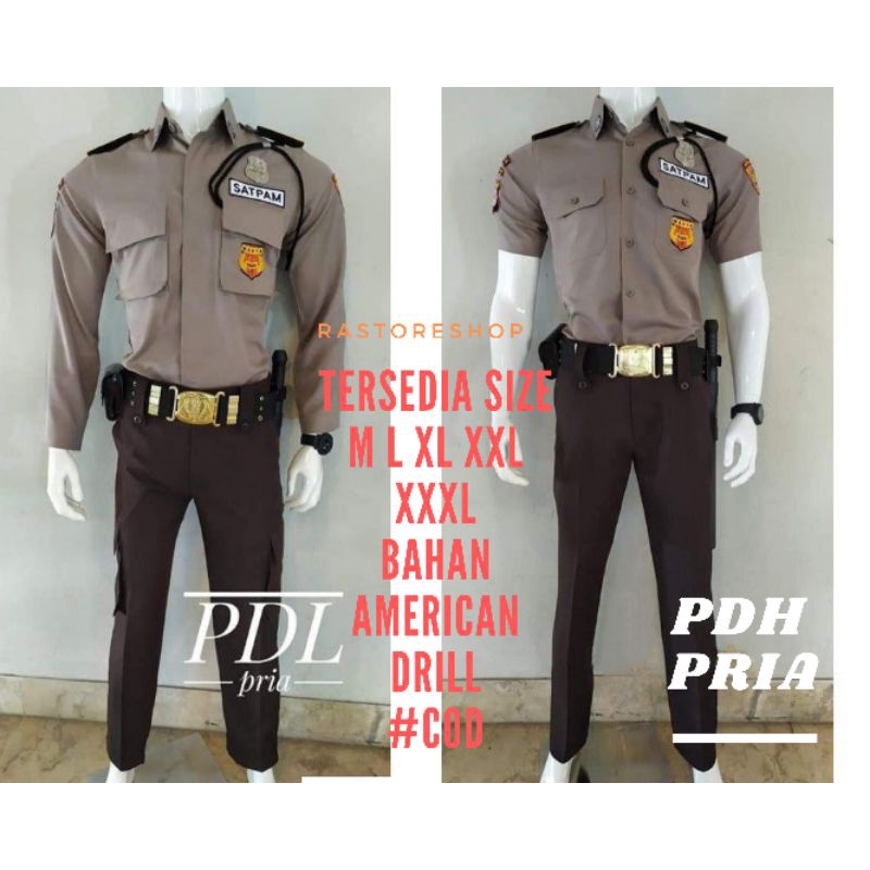 1 Stel Seragam Security Satpam PDH PDL satpam security terbaru warna coklat krem cream bahan American dril