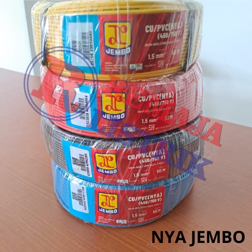 Kabel Kawat Murah JEMBO ORIGINAL NYA 1,5 50 Meter Warna