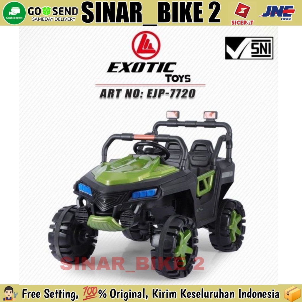 Mobil Aki EXOTIC EJP 7729 Jok Kulit Remote Control Mainan Anak &amp; Mobilan Aki EXOTIC EJP 7720+ Ban Eva JEEP off Road Mainan Anak