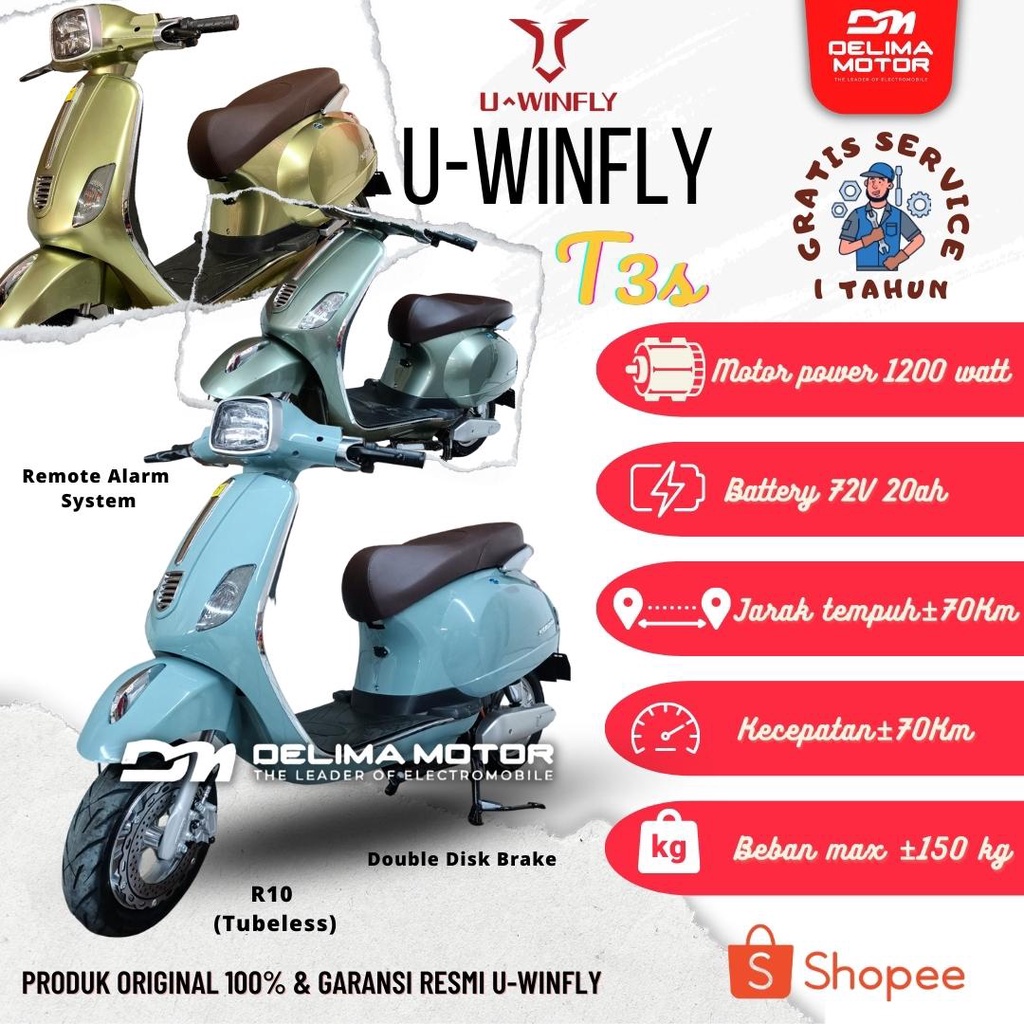 MOTOR LISTRIK UWINFLY T3 S /GARANSI RESMI UWINFLY