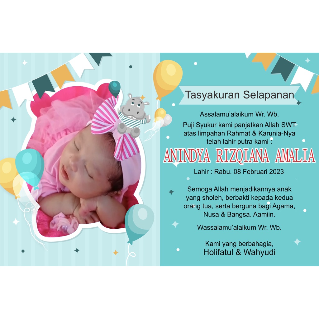 

Cetak Kartu/Stiker nama bayi Aqiqah custom