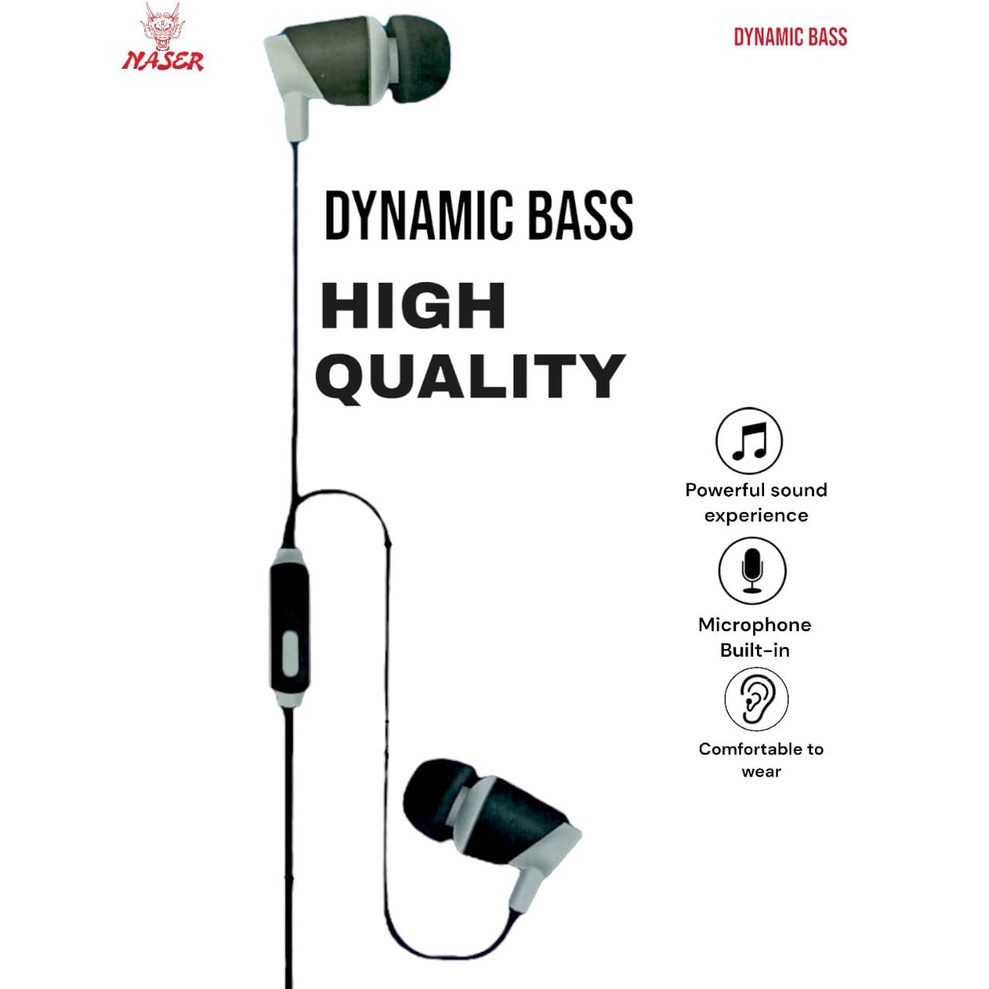 HANDSFREE NASER DYNAMIC BASS/handsfree/Earphone Dynamic Bass -High Quality/PRODUK ORIGINAL