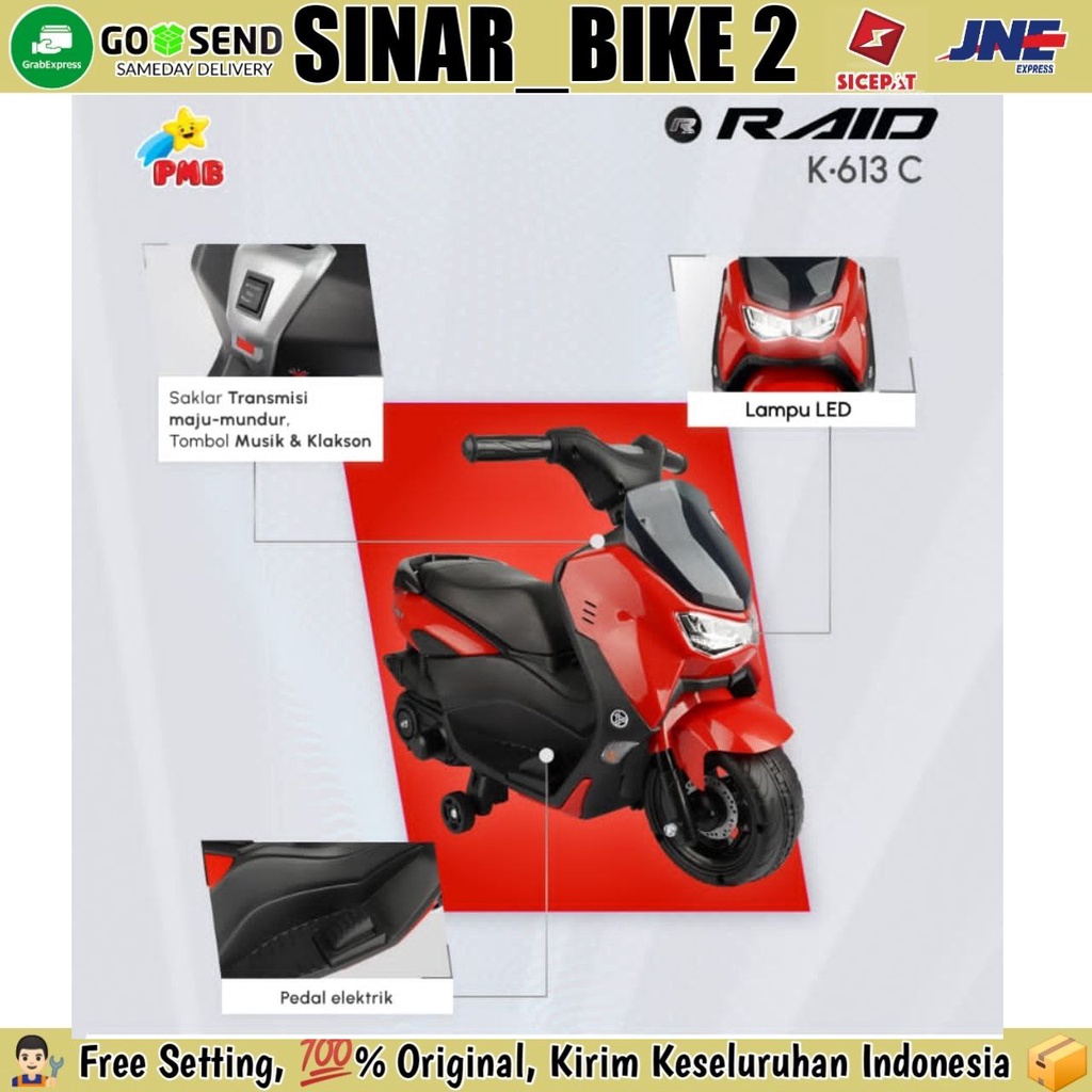 Motor Motoran Aki PMB K 613 C RAID NMAX Mainan Anak