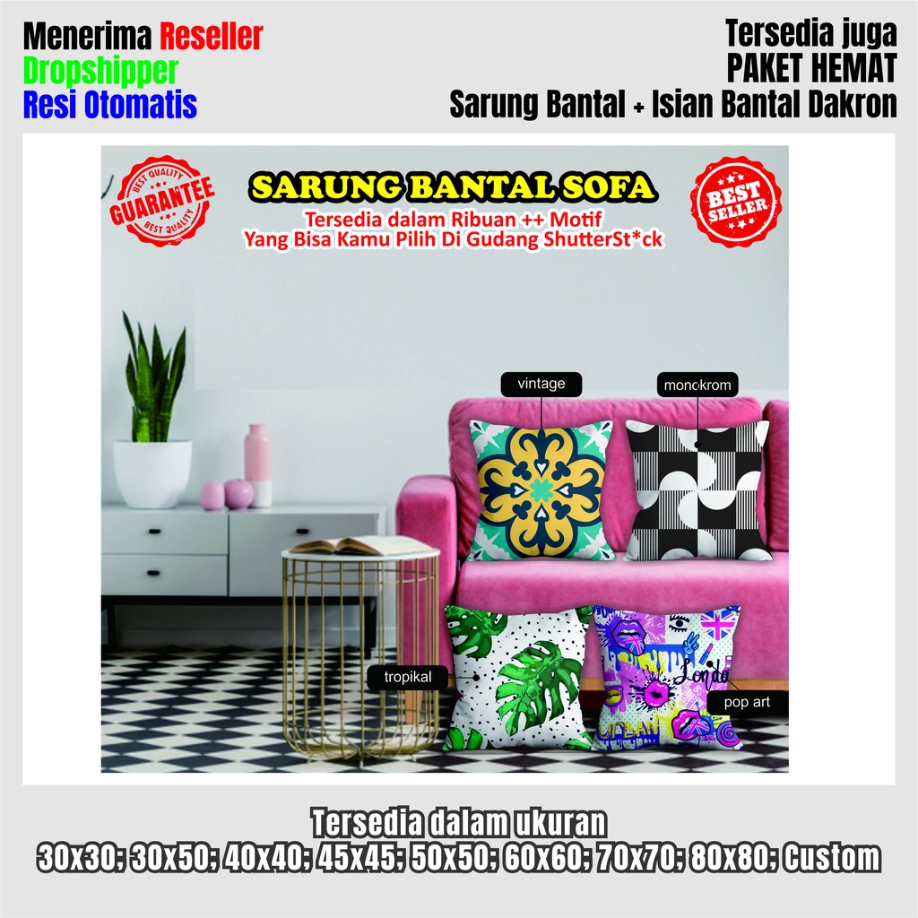 Sarung Bantal Sofa Motif Tegel / Vintage / Tradisional / Jadul