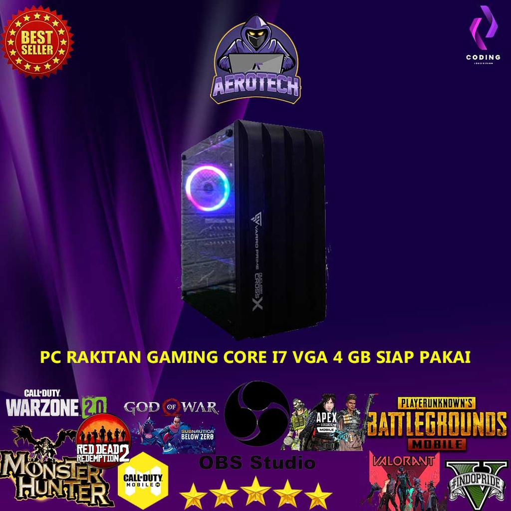 PC RAKITAN CORE I7|RAM 16 GB|VGA 4 GB|SSD 120 GB|HDD 500 GB | LED 24 INCH FULLSET GAMING DESAIN