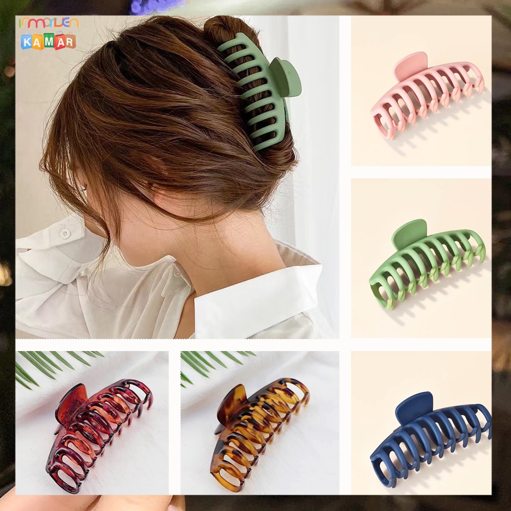 6pcs / Klip Rambut Berwarna-warni Gaya Korea Polos untuk Wanita / Klip Jepitan Rambut Besar Korea