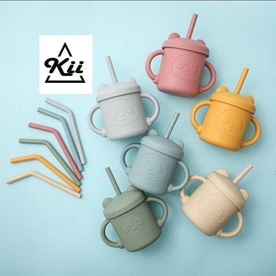 Gelas + Sedotan Silikon Anak - BPA Free
