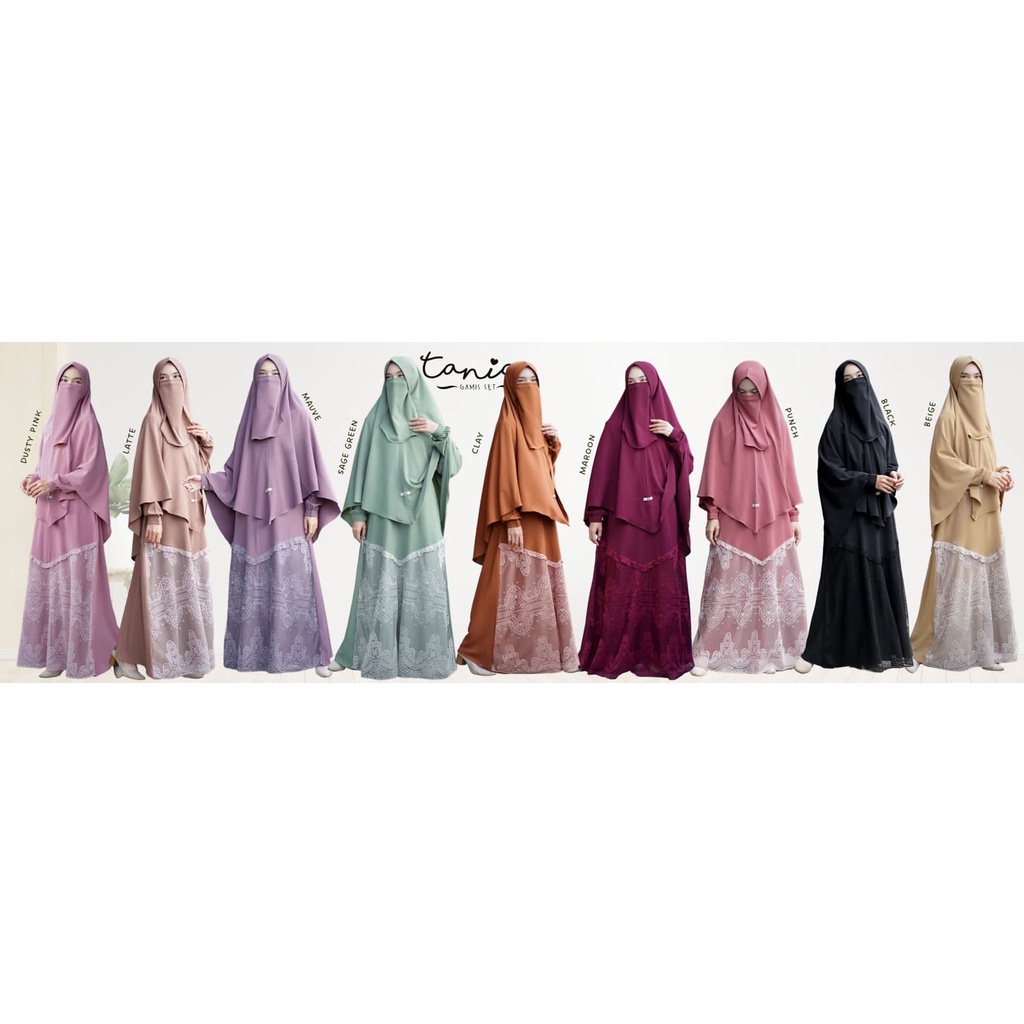 Terbaru gamis syari + jilbab panjang + cadar bahan adem gamis tania
