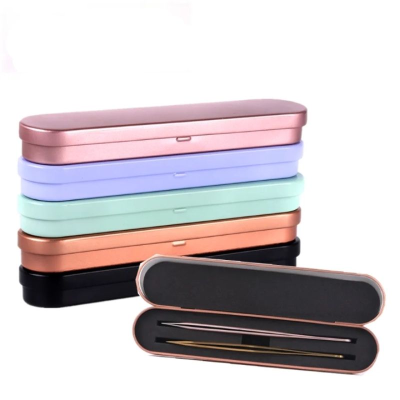 Box Organizer Tweezer Tempat Penyimpanan Pinset Stainless Steel Premium Case Eyelash Extensions Rose