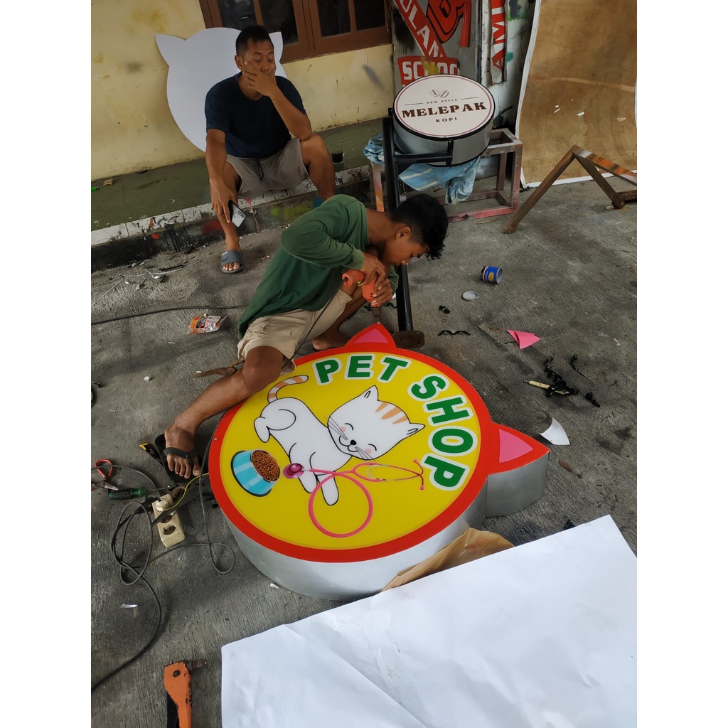 NEON BOX NEONBOX CUSTOM 2 SISI DUA SISI AKRILIK BULAT