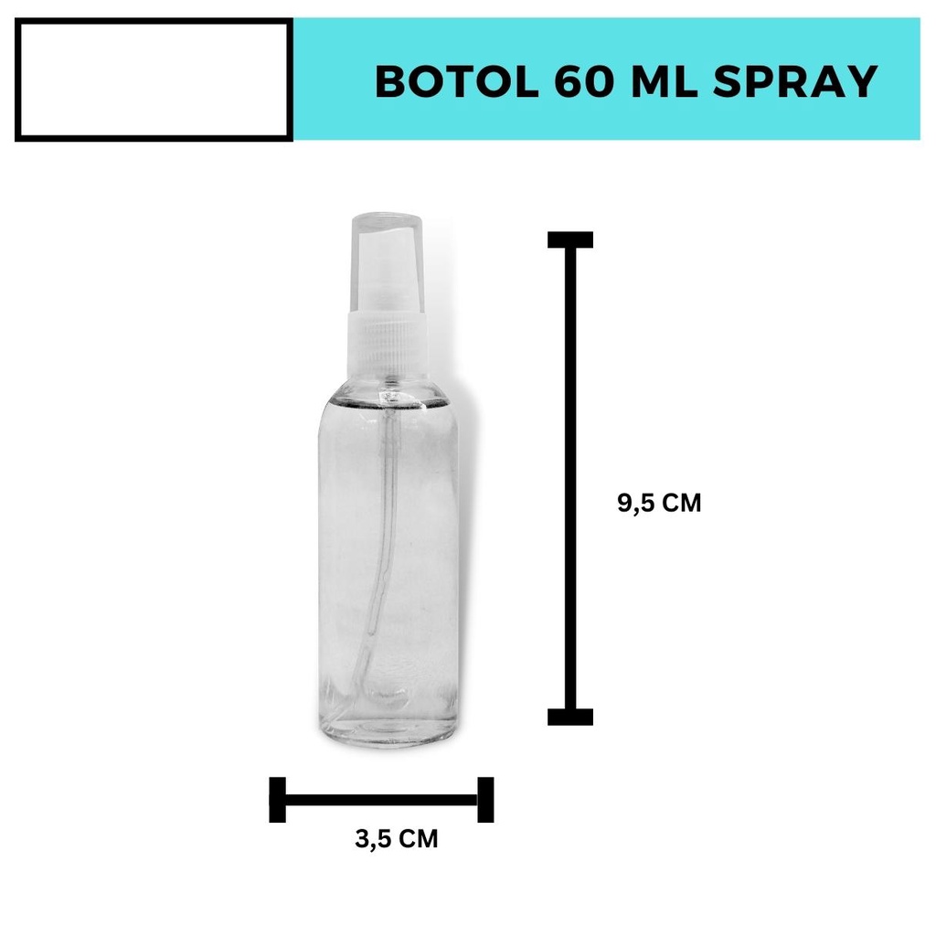 Botol Plastik Refiil Pet 60ML Spray Bening Kemasan Tutup Spray