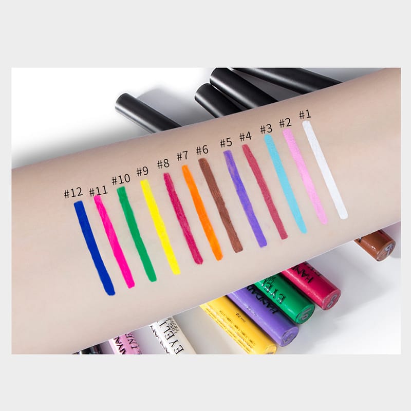 EYELINER HANDAIYAN 12 WARNA COLORFULL MATTE WATERPROOF LONG LASTING EYELINER WARNA WARNI IMPORT (1PCS) MERAH KUNING HIJAU BIRU PUTIH