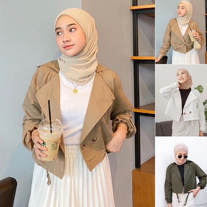 TERMURAH BLAZER WANITA KOREA CROP MURAH - ADARA BLAZER LINEN RAMI - OUTER WANITA KARDIGAN FASHION MU