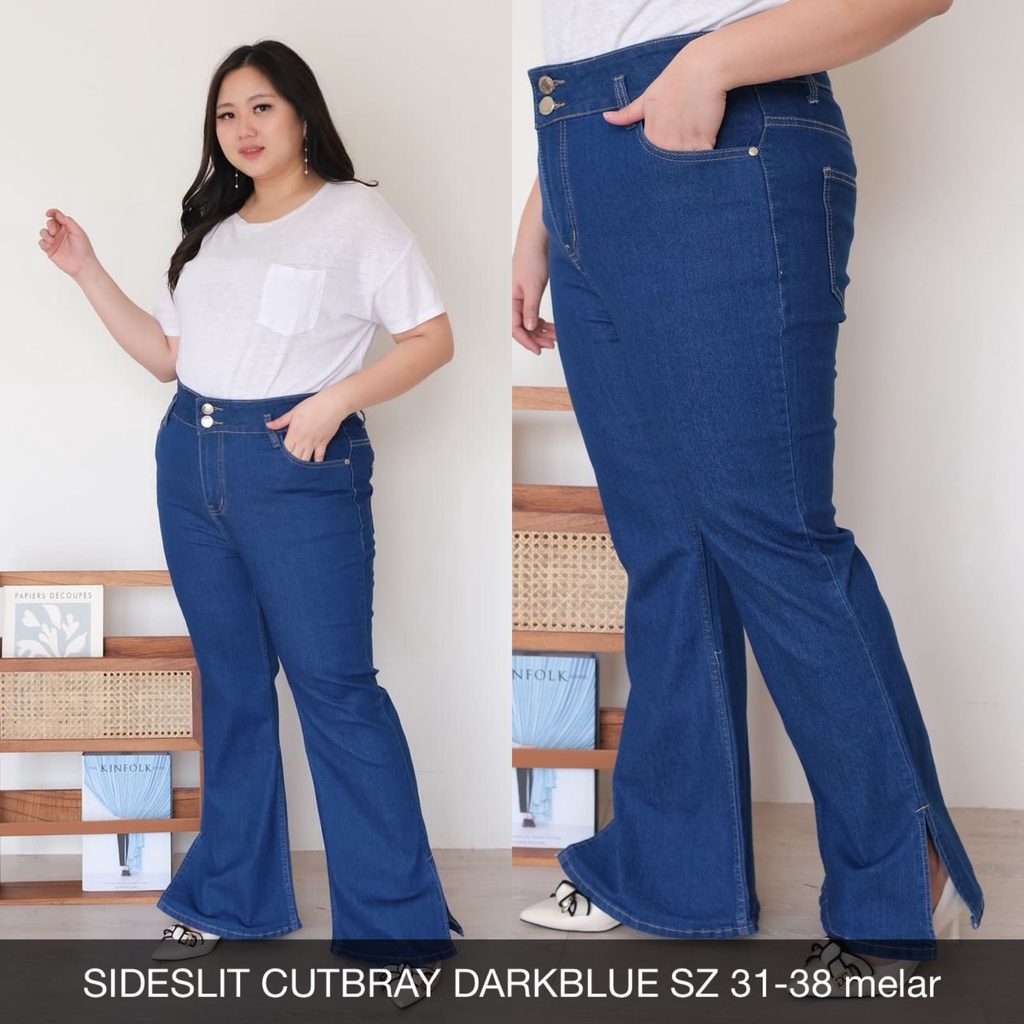 CELANA JEANS WANITA SIDESLIT CUTBRAY DRAKBLUE-SYS CLOTHIER