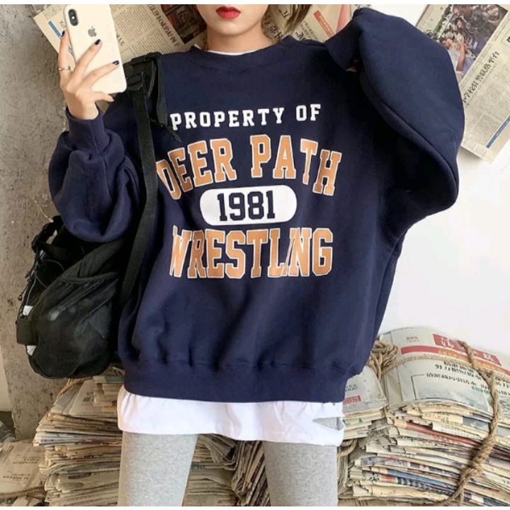 DEER PATH 1981 SWEATER PRIA WANITA ATASAN CREWNECK OBLONG FASHION KOREAN