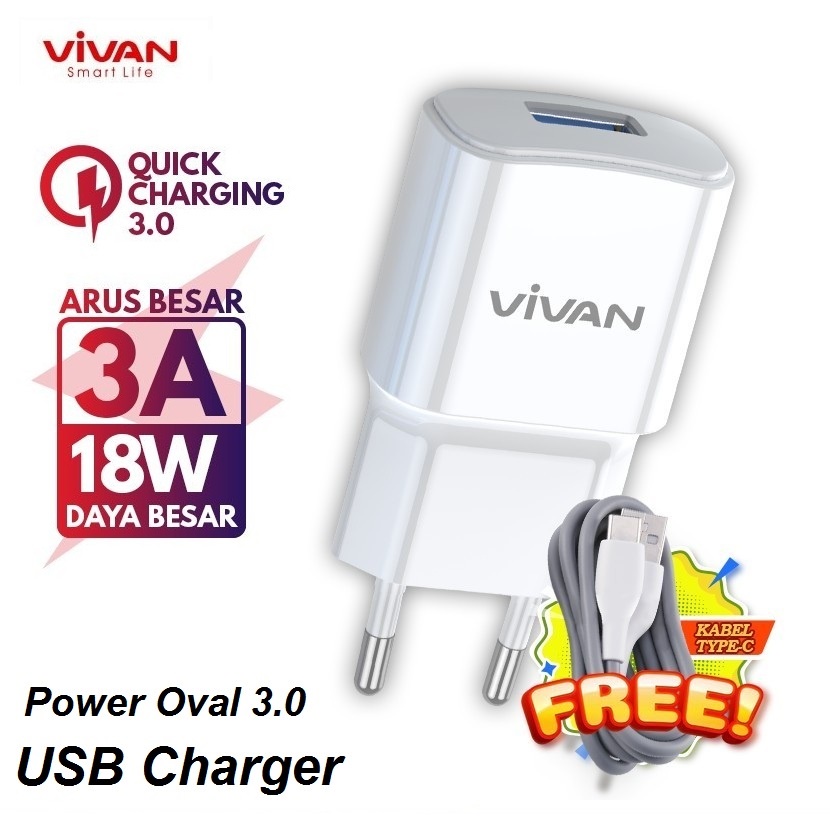 Charger Adaptor USB Vivan Power Oval 3.0 II