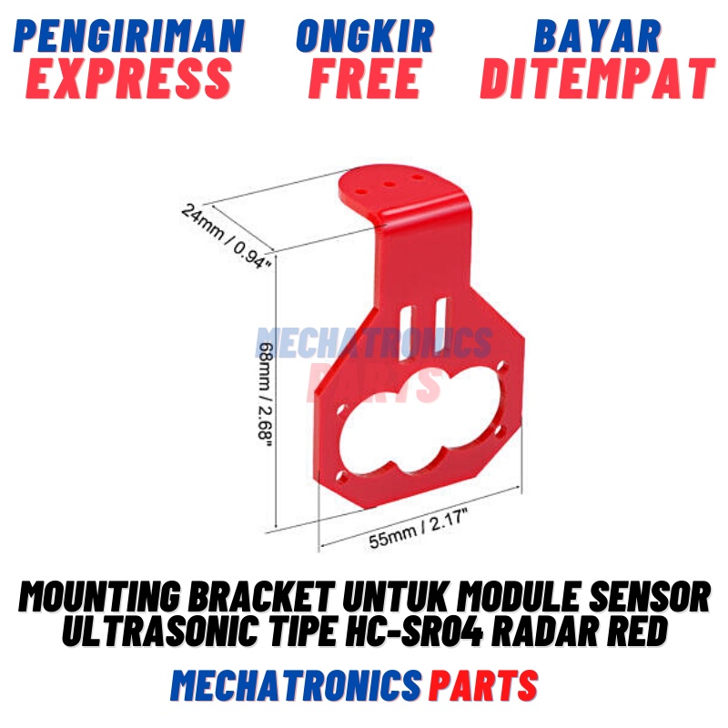 MOUNTING BRACKET UNTUK MODULE SENSOR ULTRASONIC TIPE HC-SR04 RADAR RED