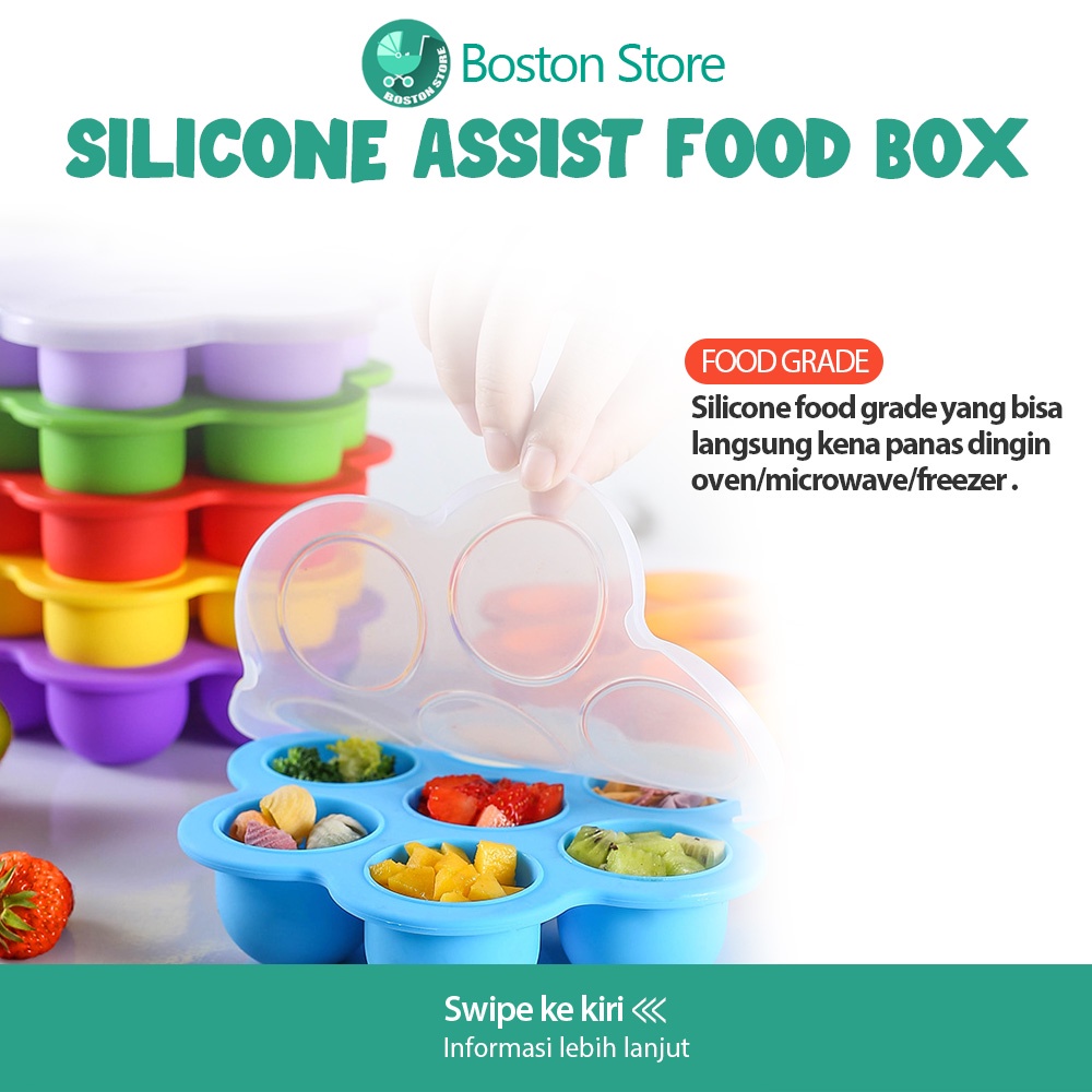 Bostonstore Piring Makan Bayi Silicon Anti Tumpah Slip Multifungsi 7 lubang Froze / Cetakan Kue Silikon / Cetakan Kue Silikon Tahan Panas / Cetakan Kue Silikon Tebal / Cetakan Kue Silikon Bulat / Cetakan Kue Silikon Bisa Kukus / Cetakan Makanan Anak