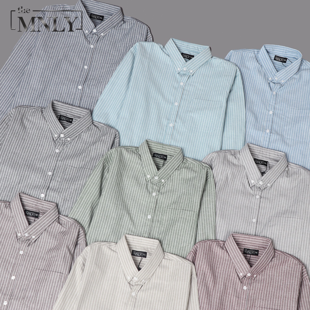 Kemeja Salur Lengan Panjang Cotton Premium the MNLY Original