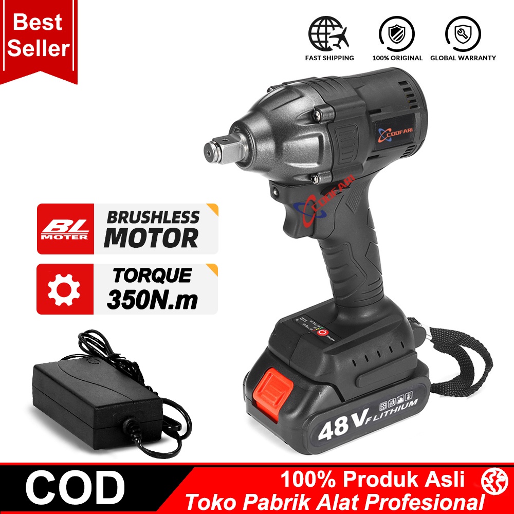 Cordless impact wrench 48V 23000mAh mesin buka tutup baut 48volt impek impak impect wrench