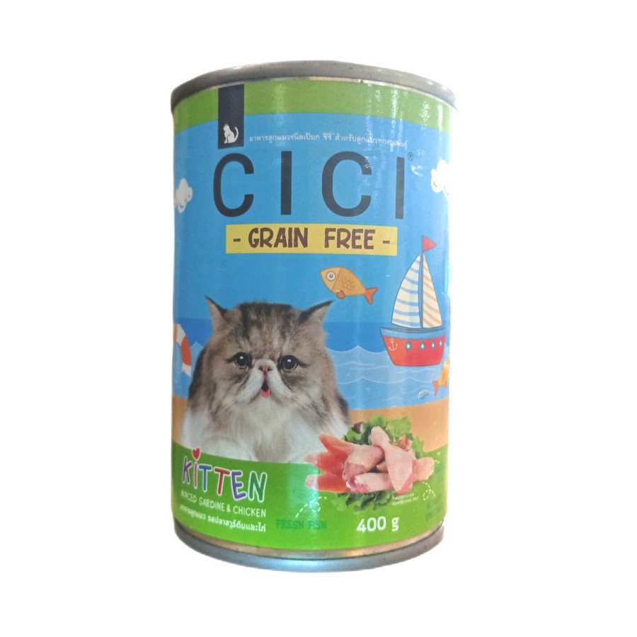 CICI cat Kaleng Kitten Sardine Chicken Makanan Basah Kucing 400g