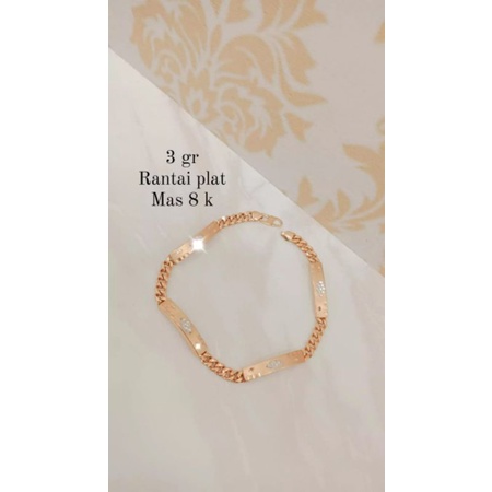 Gelang rantai plat 4 Emas 375%
