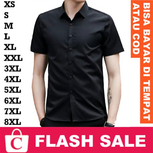 8XL 7XL 6XL 5XL 4XL 3XL XXL XL L M S XS Hem Pria Kemeja Cowok Jumbo Big Size Pendek Polos Plain Kanc