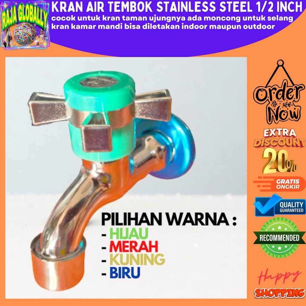 KRAN AIR TEMBOK STAINLESS STEEL 1/2 INCH KERAN TEMBOK STAINLESS KRAN TEMBOK STAINLESS KRAN DAPUR KRA