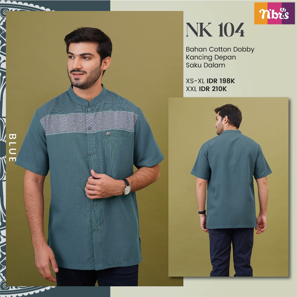 Nibras Koko NK 104 Bahan Cotton Dobby Atasan Pria Modern Simpel Kekinian by Nibras bisa COD