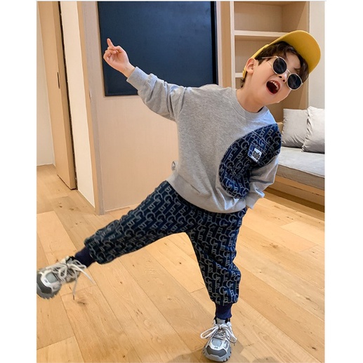 Setelan anak laki laki import setelan sweater anak cowok impor sweater lengan panjang sweatpants anak laki laki fashion-NOTE
