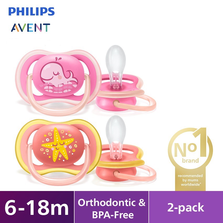 AVENT Avent Soother Ultra Air 6-18M Whale/Star SCF085/04 - Empeng Dot Bayi